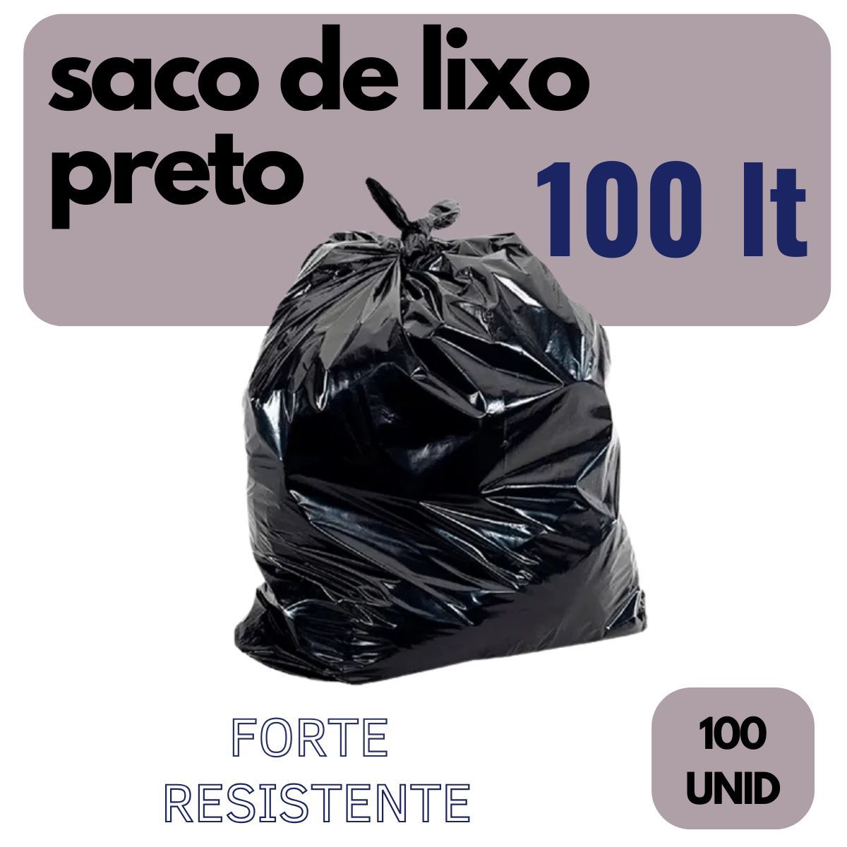 SACO LIXO 100L LE REF1 PRTO C/100