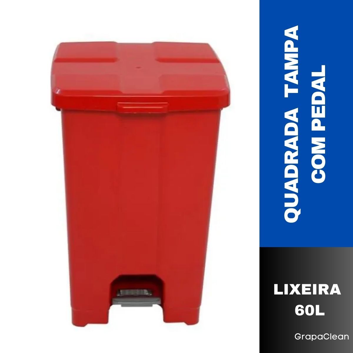 LIXEIRA PLAST.QUAD.60L JSN C/PEDAL VERM