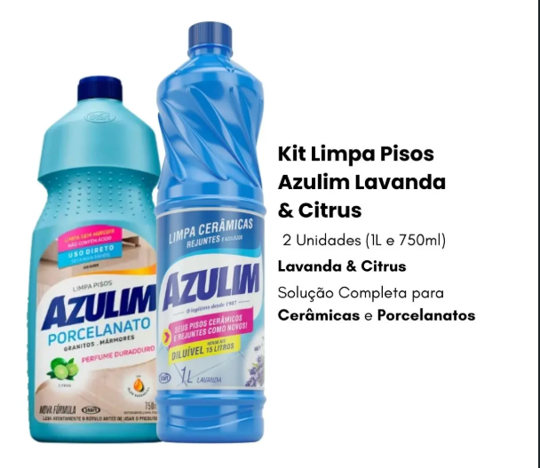 KIT 1 LIMPA PORCELANATO AZULIM LAVANDA 75...