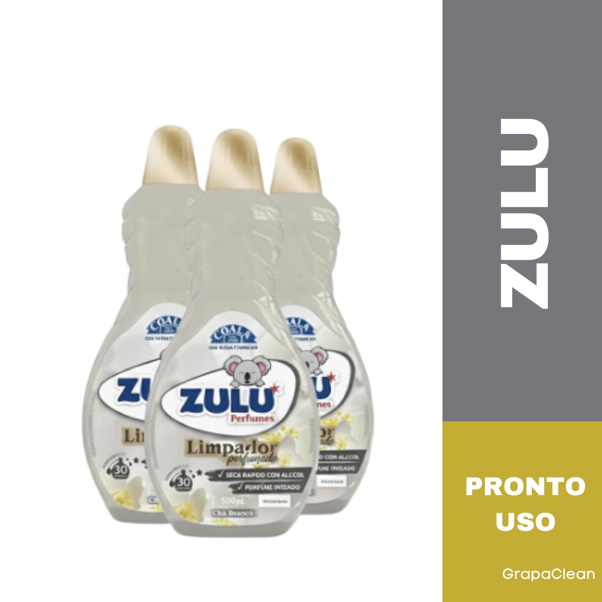 KIT 3 LIMPADOR ZULU PERFUMADO CHA BRANCO ...