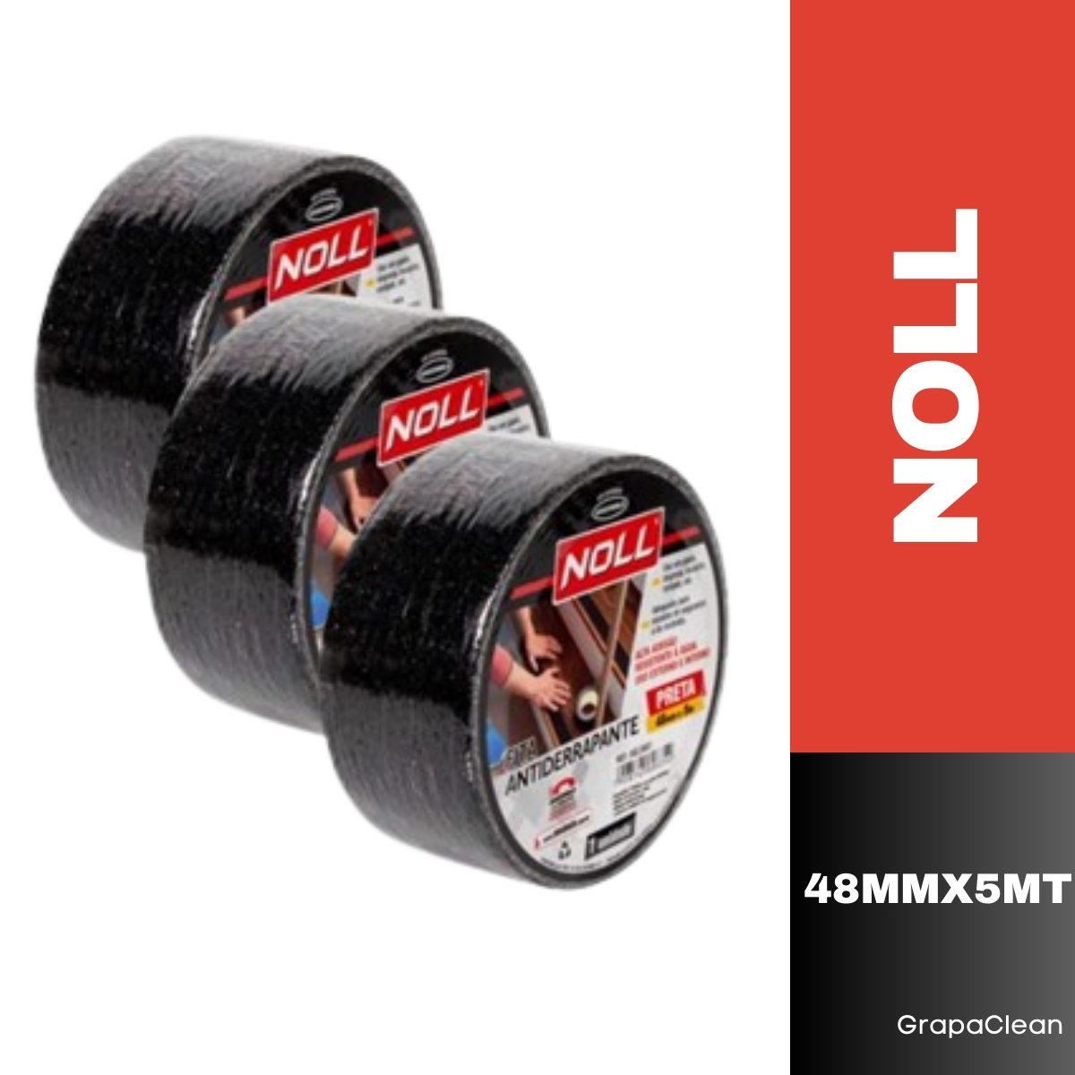 KIT C/3 FITA ANTIDERRAPANTE NOLL PRETO 48...