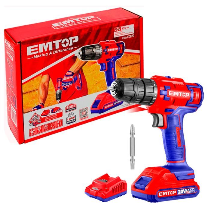 FURADEIRA PARAF.EMTOP 20V 45N BATERIA / C...