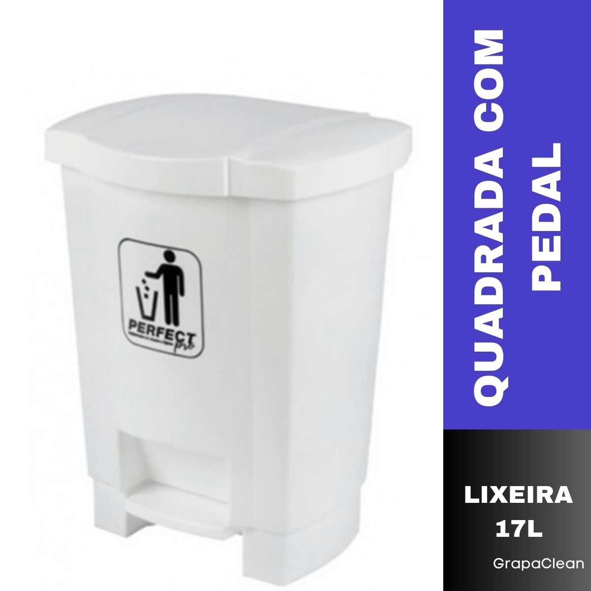 LIXEIRA PLAST.QUAD.17L PERFECT PEDAL BRCO