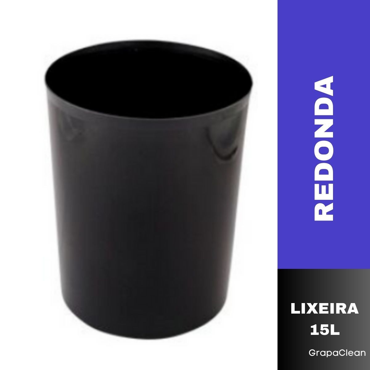 LIXEIRA PLAST.RED.15L TRILHA S/TAMPA PRETO