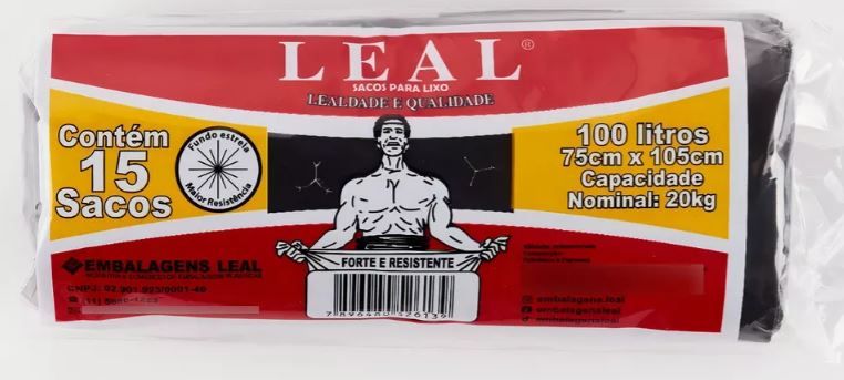 SACO LIXO ROLO 100L 75CM X 105CM PRETO C/15