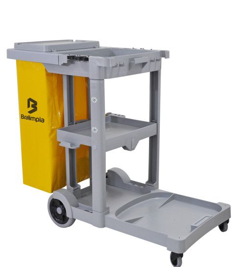 CARRO FUNCIONAL BRALIMPIA CINZA C/BOLSA A...