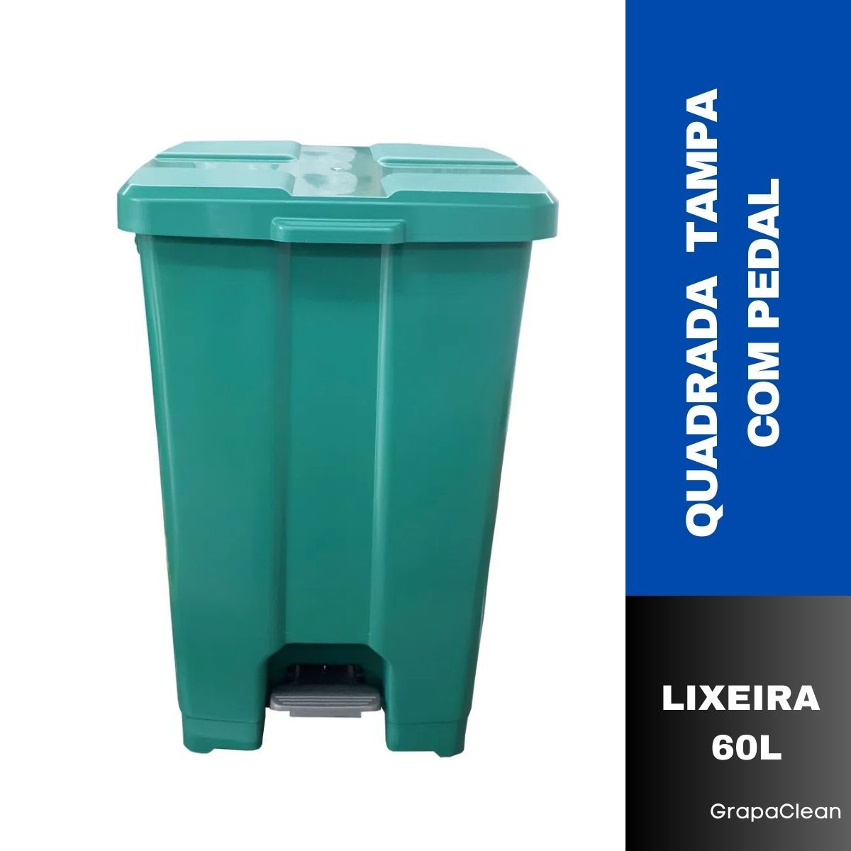 LIXEIRA PLAST.QUAD.60L JSN C/PEDAL VERDE