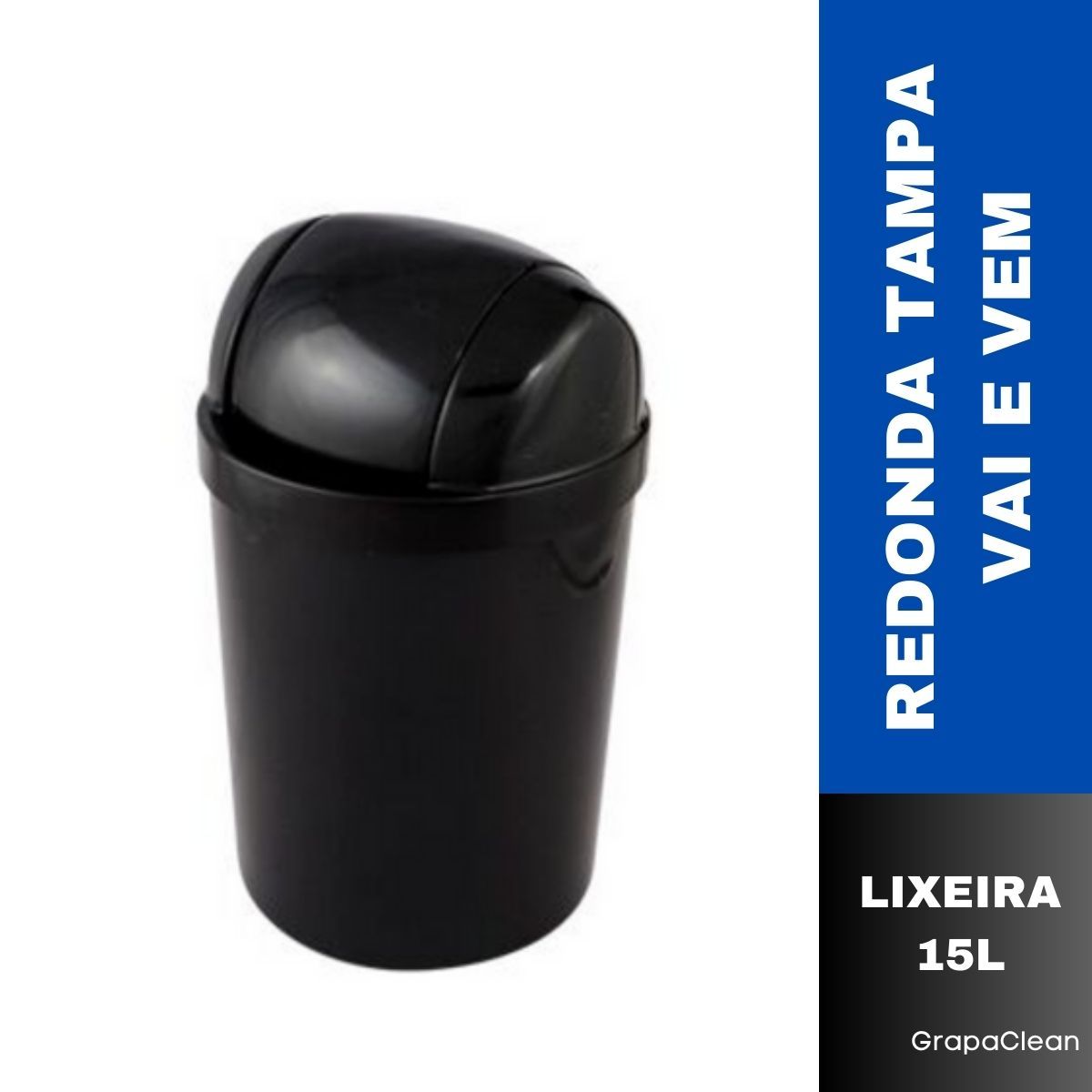 LIXEIRA PLAST.RED.15L TRILHA C/TAMPA PRETO