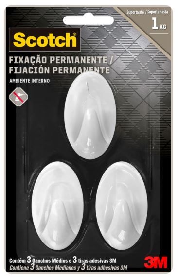 GANCHO ADESIVO 3M SCOTH MEDIO 3PC BRCO HB...