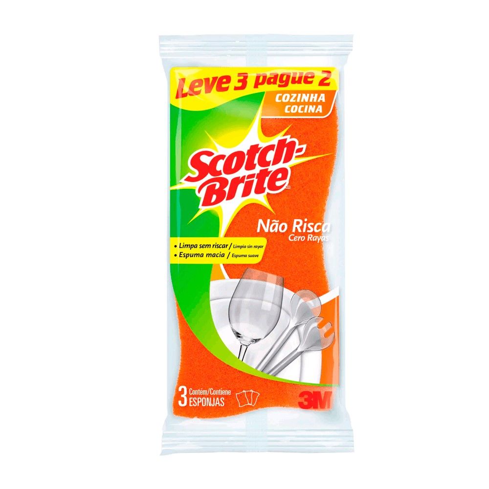 ESPONJA SCOTCH BRITE LARANJA NAO RISCA C/...