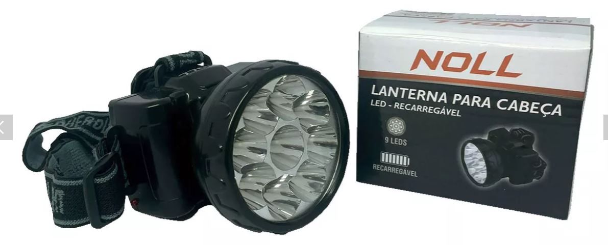 LANTERNA 9 LED P/CABECA RECARREGAVEL NOLL