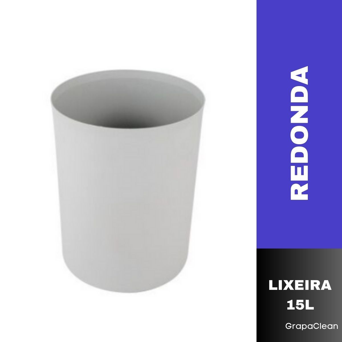LIXEIRA PLAST.RED.15L TRILHA S/TAMPA CINZA